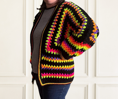 Rainbow Fusion Crocheted Cardigan