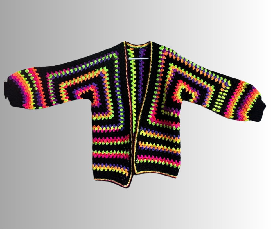 Rainbow Fusion Crocheted Cardigan