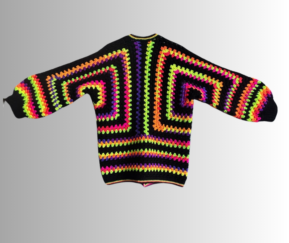 Rainbow Fusion Crocheted Cardigan