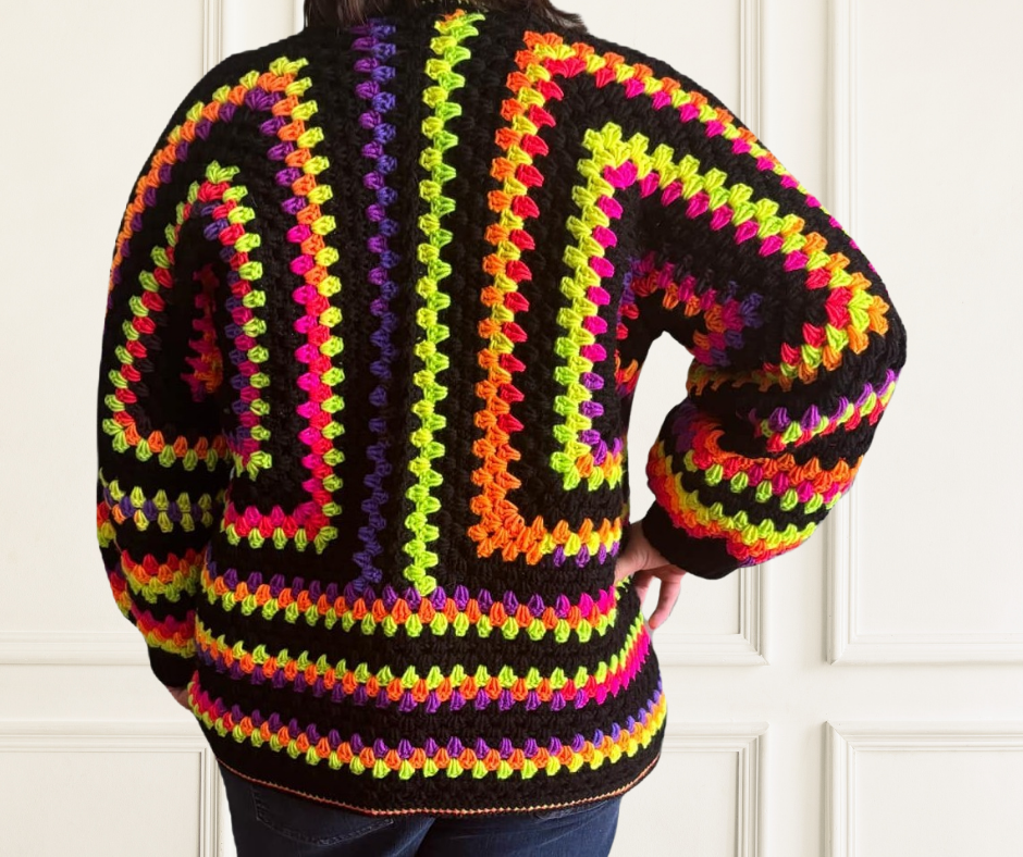 Rainbow Fusion Crocheted Cardigan