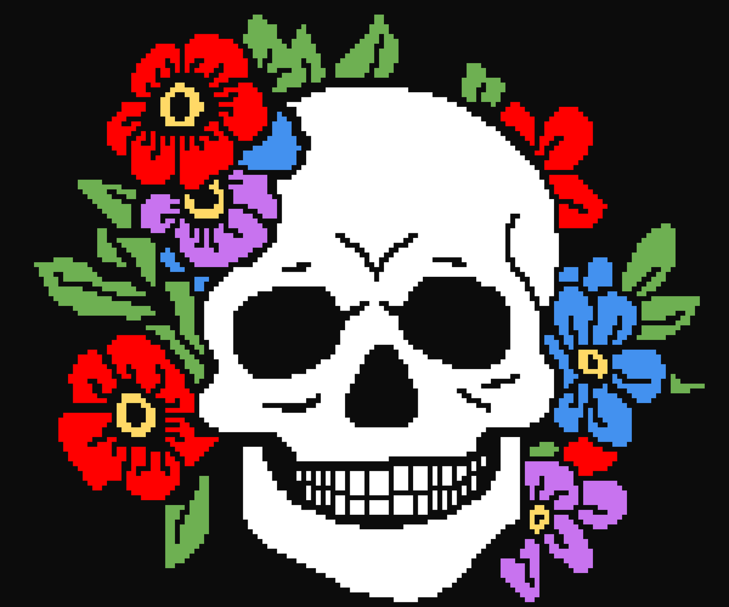 Skull and Flowers C2C Crochet Pattern